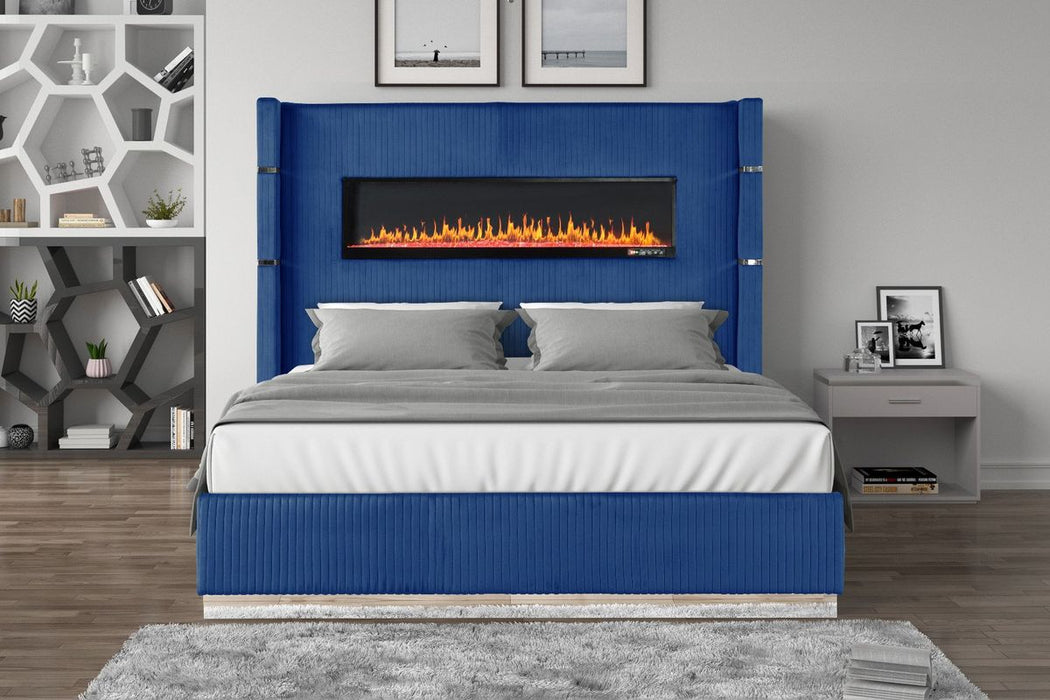 Galaxy Home Lizelle Queen Bed in with Ambient Lighting in Blue - Vida Furniture (Laredo,TX)
