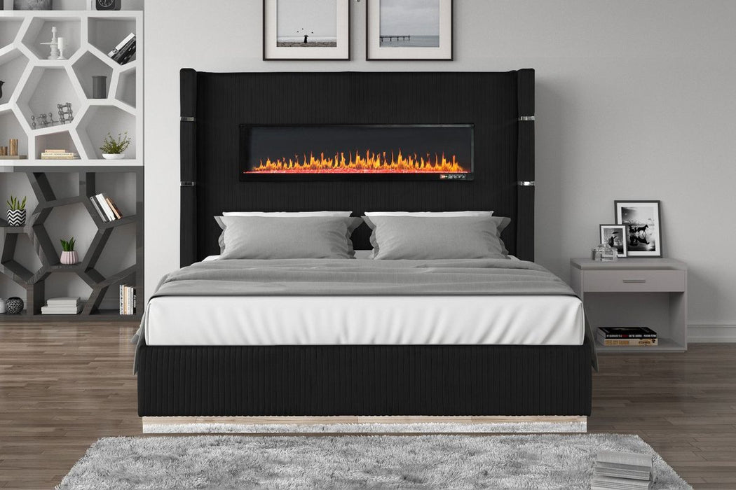 Galaxy Home Lizelle King Bed in with Ambient Lighting in Black - Vida Furniture (Laredo,TX)