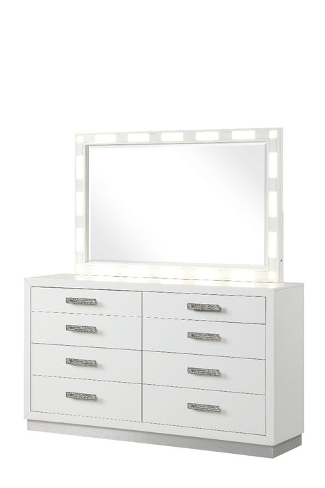 Galaxy Home Coco Solid Wood Mirror Milky White - Vida Furniture (Laredo,TX)