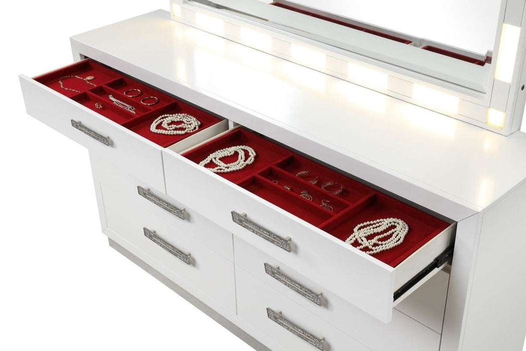 Galaxy Home Coco 8 Drawer Dresser in Milky White - Vida Furniture (Laredo,TX)