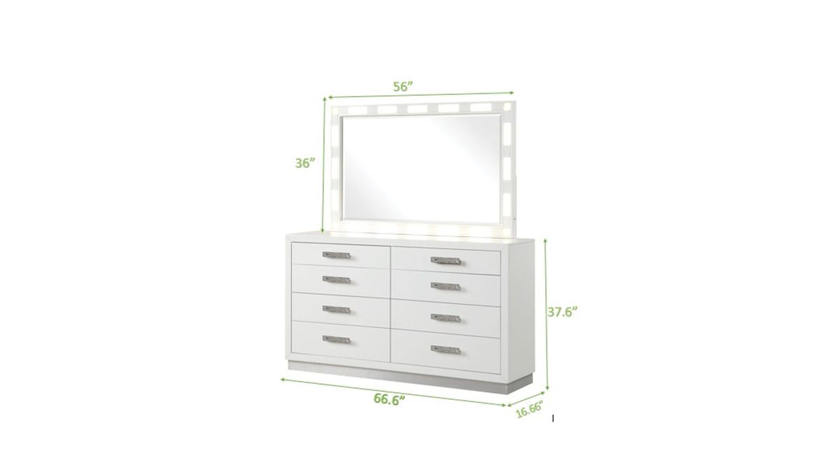 Galaxy Home Coco 8 Drawer Dresser in Milky White - Vida Furniture (Laredo,TX)