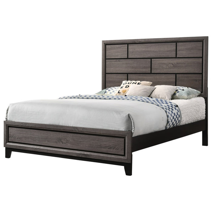 Crown Mark Akerson King Panel Bed in Grey - Vida Furniture (Laredo,TX)