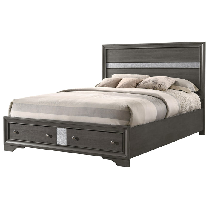 Crown Mark Regata King Storage Bed in Grey - Vida Furniture (Laredo,TX)