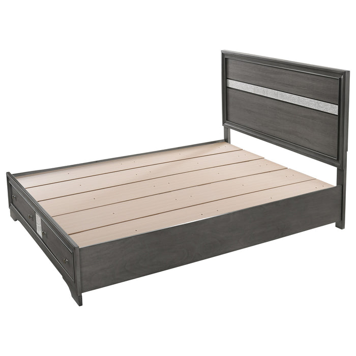 Crown Mark Regata King Storage Bed in Grey - Vida Furniture (Laredo,TX)