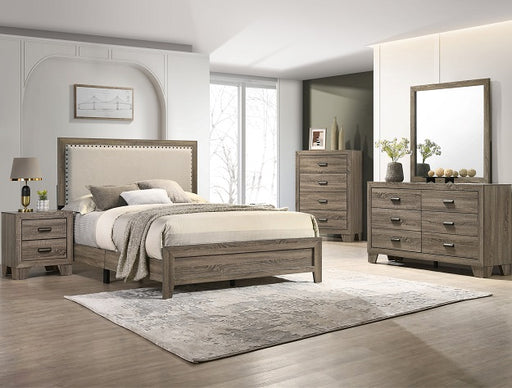 MILLIE KING UPHOLSTERY BED ONE BOX -GREY - Vida Furniture (Laredo,TX)