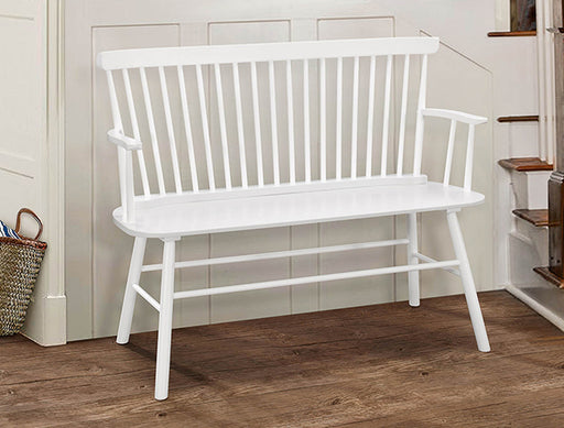 JERIMIAH SPINDLEBACK BENCH WHITE - Vida Furniture (Laredo,TX)