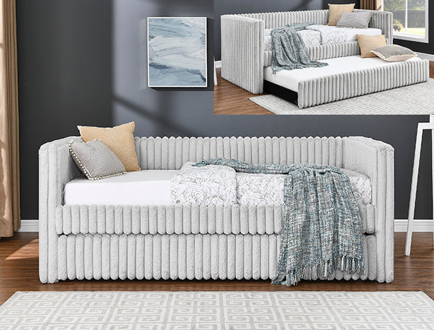 HAILEY DAYBED ARM(L&R) LIGHT GREY - Vida Furniture (Laredo,TX)