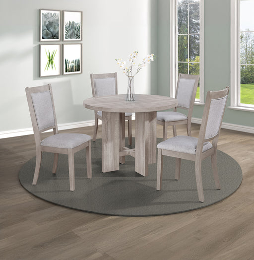 AMARA 5-PK RD DINING SET DRIFT WOOD - Vida Furniture (Laredo,TX)