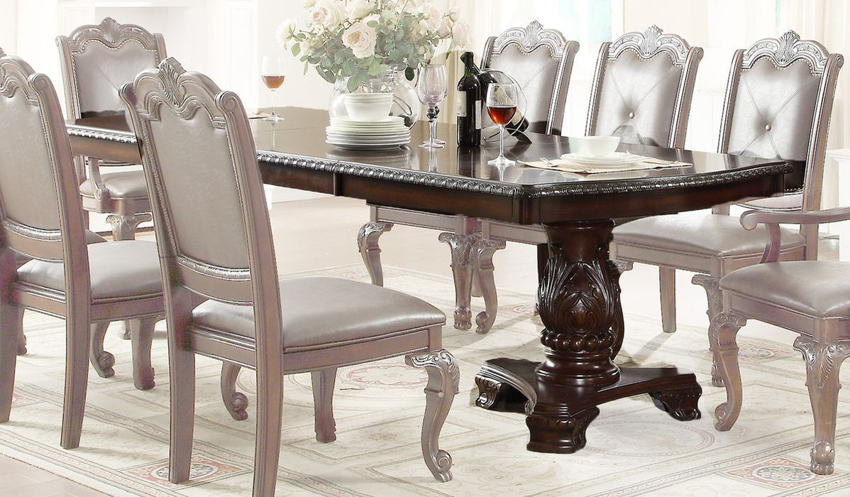 Crown Mark Kiera Double Pedestal Dining Table in Rich Brown 2150T-44108TL - Vida Furniture (Laredo,TX)