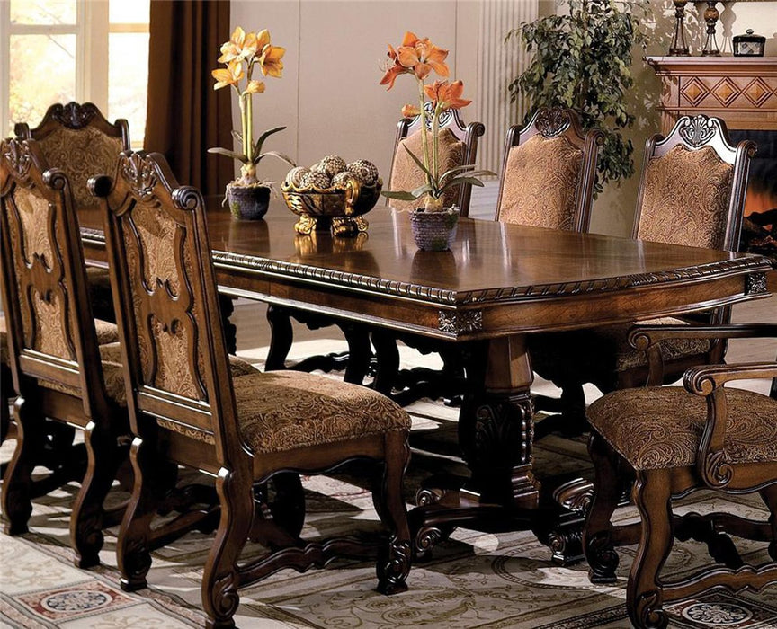 Crown Mark Neo Renaissance Double Pedestal Dining Table in Warm Brown 2400TL - Vida Furniture (Laredo,TX)