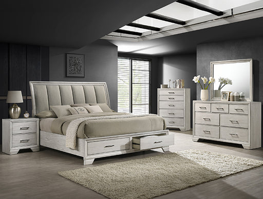 JAYMES Q STORAGE BED HB WHITE MIST - Vida Furniture (Laredo,TX)