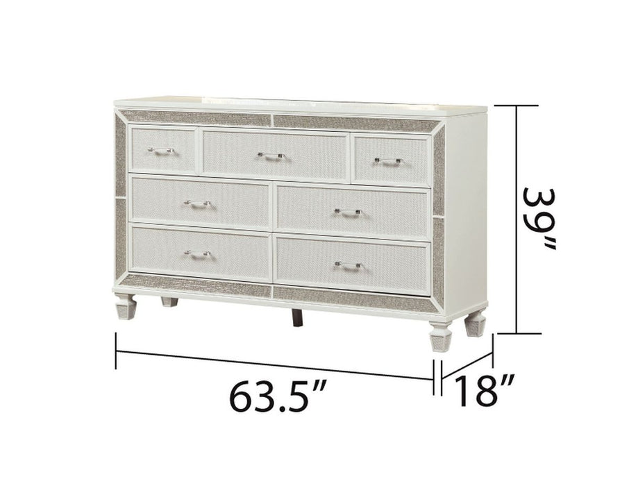 Galaxy Home Crystal Dresser in White - Vida Furniture (Laredo,TX)