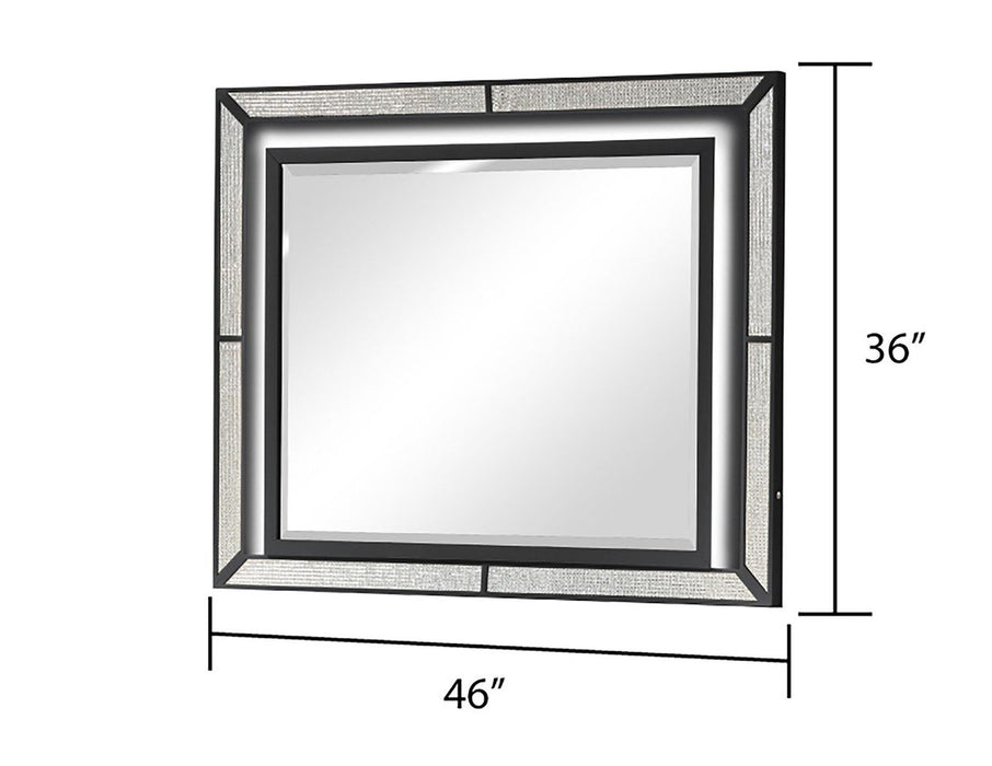 Galaxy Home Crystal Mirror in Black - Vida Furniture (Laredo,TX)