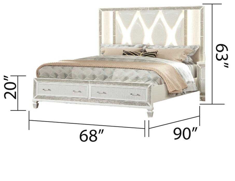 Galaxy Home Crystal King Bed in White - Vida Furniture (Laredo,TX)