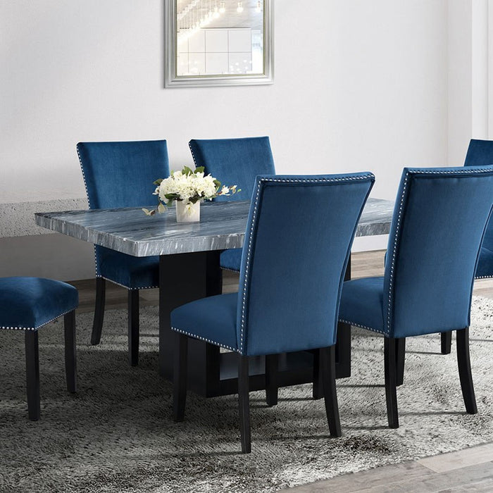 Elements International Valentino Dining Table in Grey/Black - Vida Furniture (Laredo,TX)