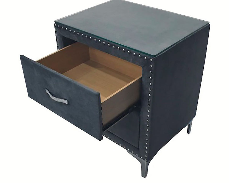 Crown Mark Furniture Lucinda 2 Drawer Nightstand in Gray - Vida Furniture (Laredo,TX)