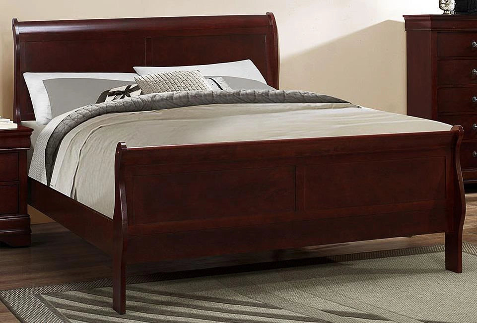 Galaxy Home Louis Phillipe King Sleigh Bed in Cherry GHF-808857678539