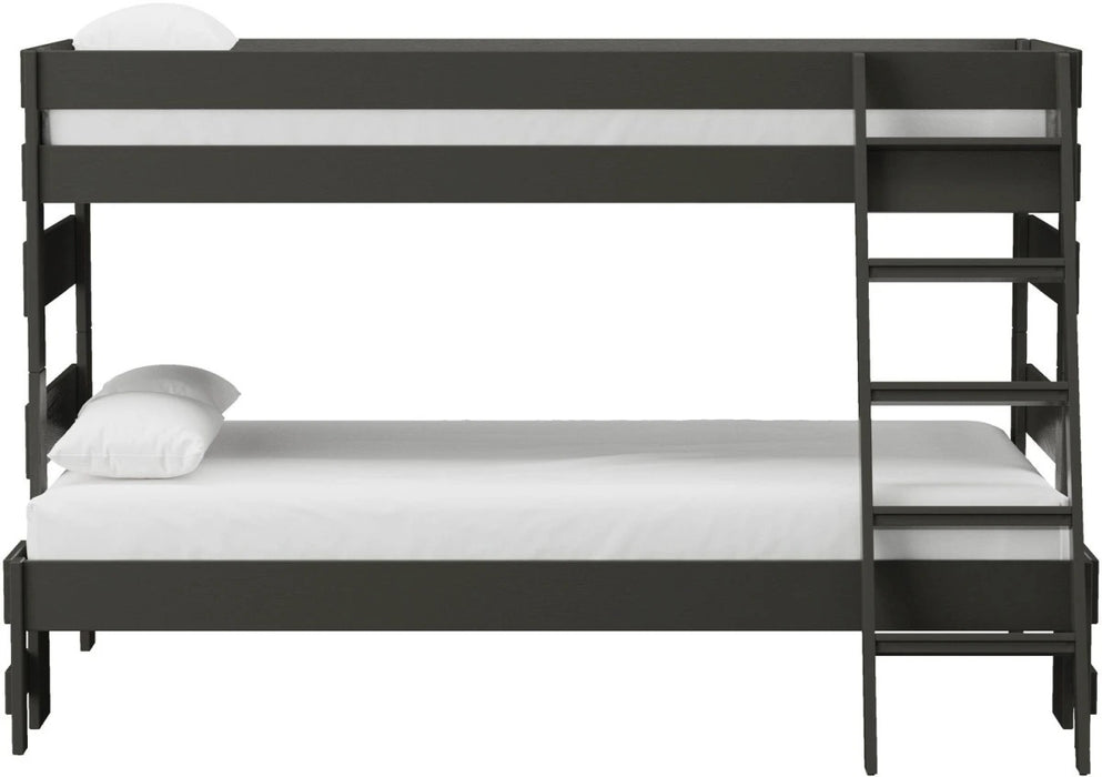 Elements International Cali Kids Twin over Full Bunk Bed with Ladder in Sleek Gray - Vida Furniture (Laredo,TX)
