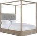 Elements International Arcadia King Upholstered Canopy Bed in Grey - Vida Furniture (Laredo,TX)