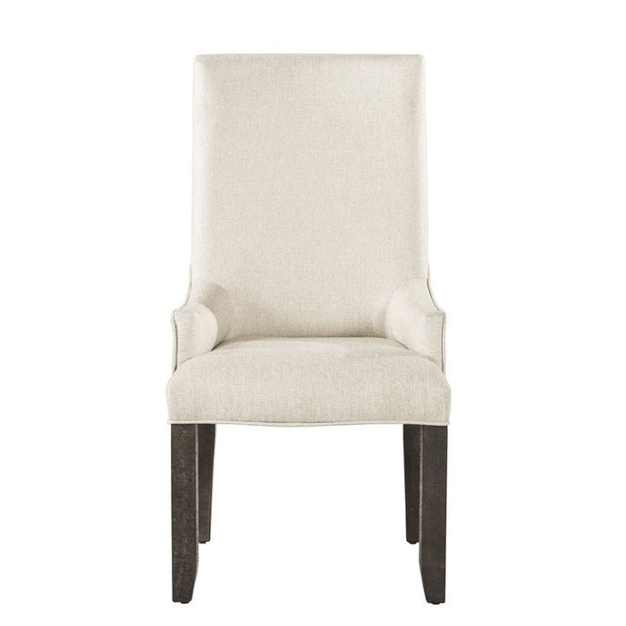 Elements International Finn Upholstered Arm Chair (Set of 2) in Cream and Smokey Walnut - Vida Furniture (Laredo,TX)