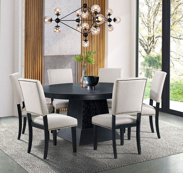 Elements International Maddox Dining Table in Dark Wire Brush - Vida Furniture (Laredo,TX)