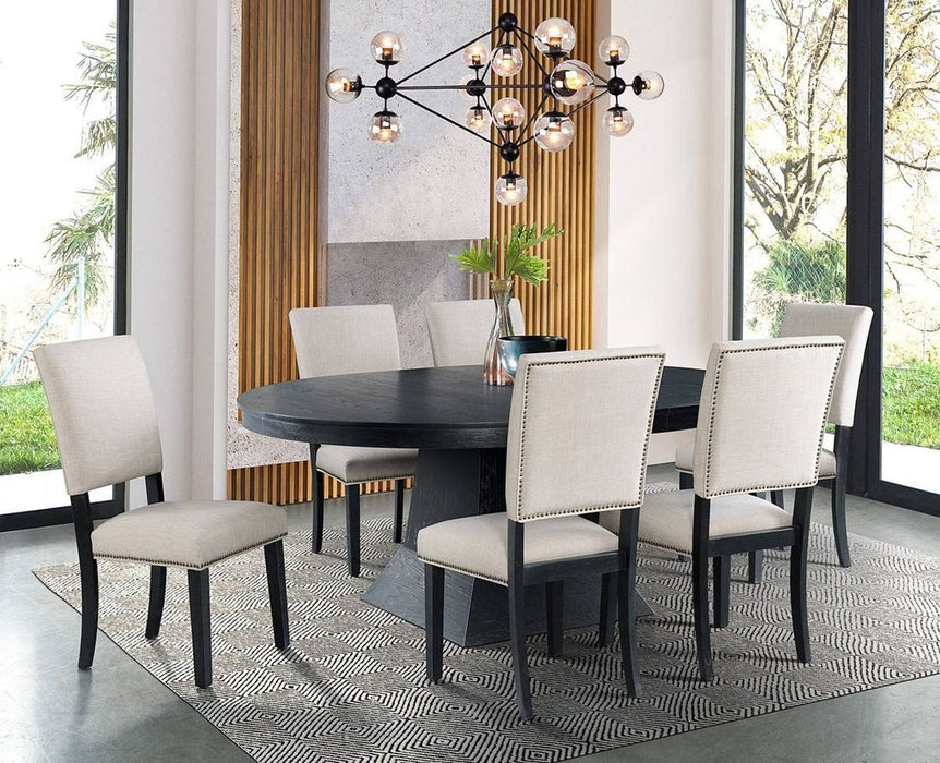 Elements International Maddox Dining Table in Dark Wire Brush - Vida Furniture (Laredo,TX)