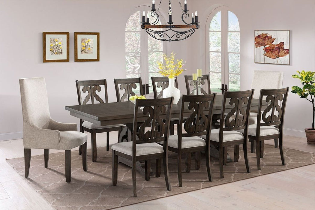 Elements International Stone Dining Table in Dark Ash - Vida Furniture (Laredo,TX)