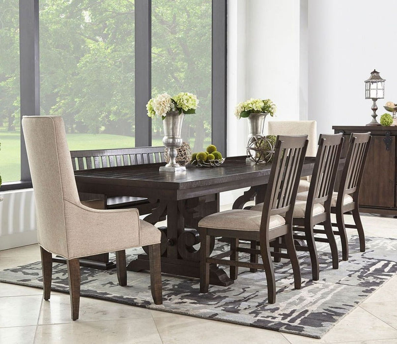 Elements International Stone Dining Table in Dark Ash - Vida Furniture (Laredo,TX)