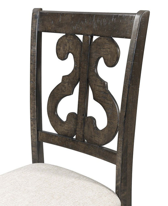 Elements International Stone Swirl Back Side Chair (Set of 2) in Cream/Dark Ash - Vida Furniture (Laredo,TX)