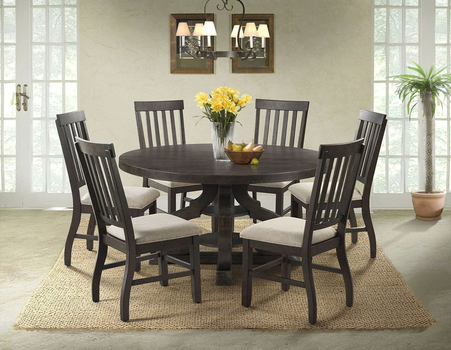 Elements International Stone Round Dining Table in Dark Ash - Vida Furniture (Laredo,TX)