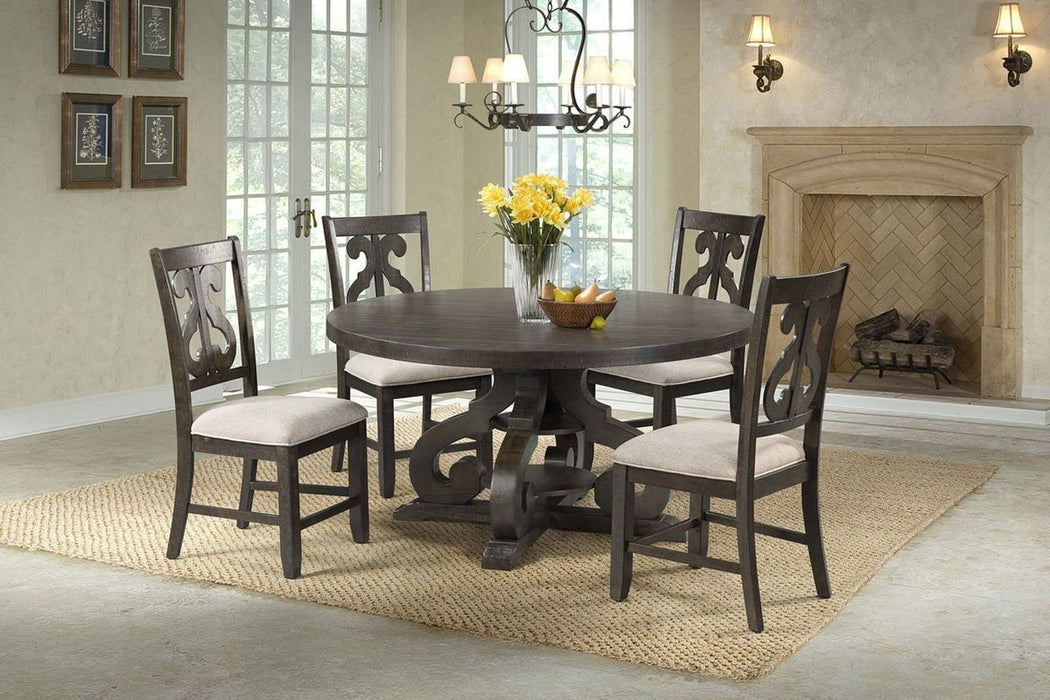Elements International Stone Round Dining Table in Dark Ash - Vida Furniture (Laredo,TX)