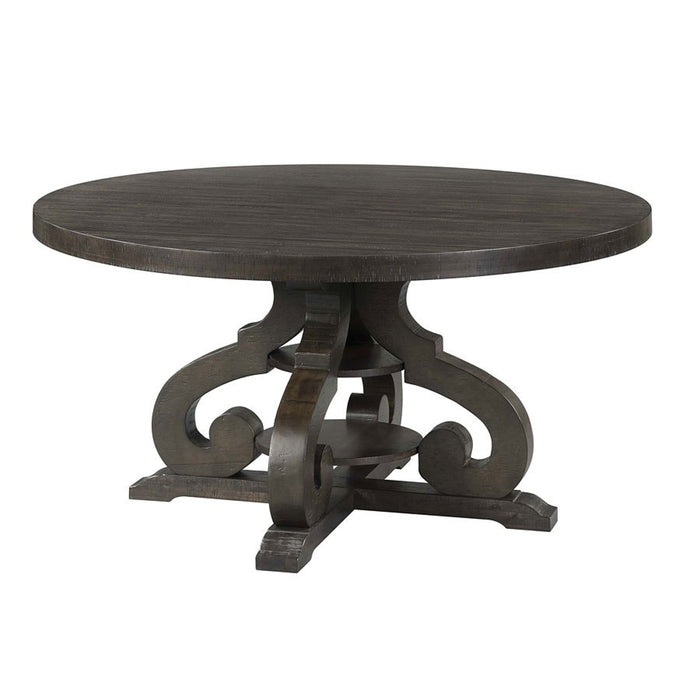 Elements International Stone Round Dining Table in Dark Ash - Vida Furniture (Laredo,TX)
