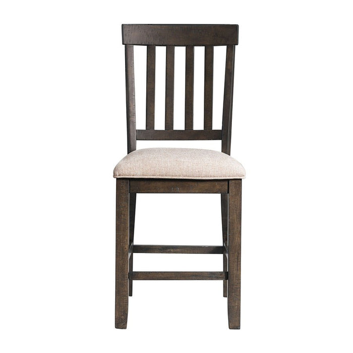 Elements International Stone Counter Height Chair (Set of 2) in Cream/Dark Ash - Vida Furniture (Laredo,TX)