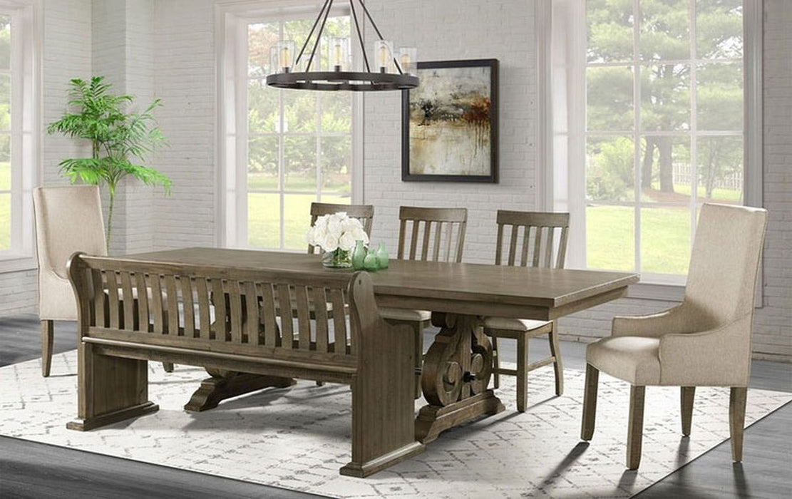 Elements International Stone Dining Table in Grey - Vida Furniture (Laredo,TX)