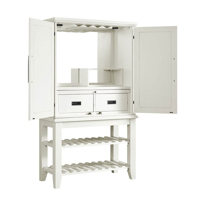 Elements International Stone Bar Buffet w/ith Hutch in White - Vida Furniture (Laredo,TX)