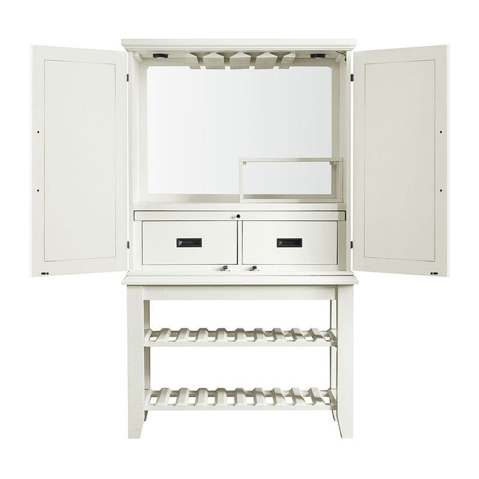 Elements International Stone Bar Buffet w/ith Hutch in White - Vida Furniture (Laredo,TX)