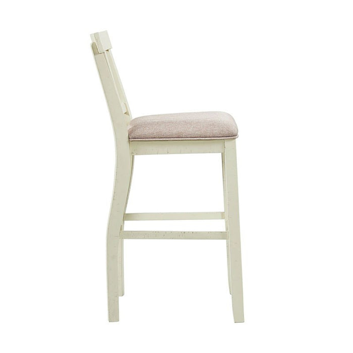 Elements International Stone 30 Inch Bar Slat Back Stool (Set of 2) in White - Vida Furniture (Laredo,TX)
