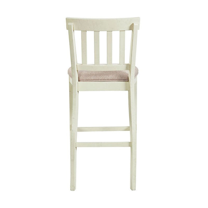 Elements International Stone 30 Inch Bar Slat Back Stool (Set of 2) in White - Vida Furniture (Laredo,TX)
