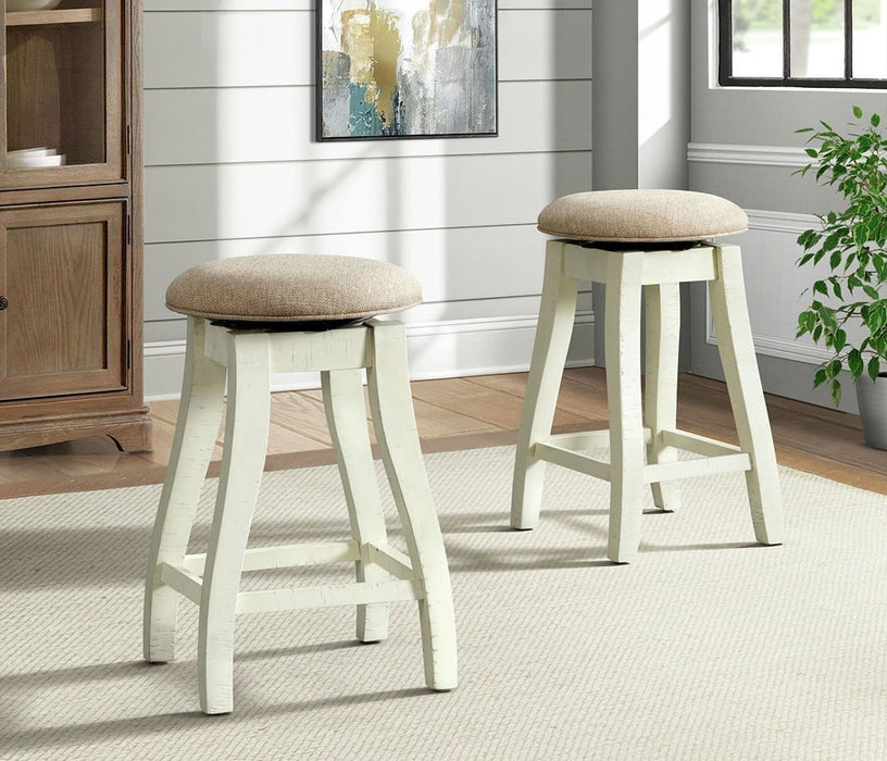 Elements International Stone 24 Inch Counter Height Stool (Set of 2) in White - Vida Furniture (Laredo,TX)