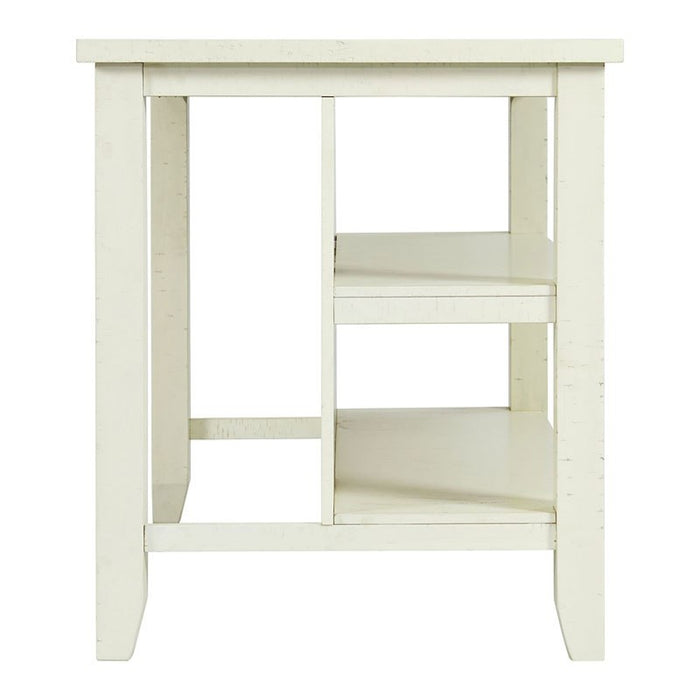 Elements International Stone Kitchen Island in White - Vida Furniture (Laredo,TX)