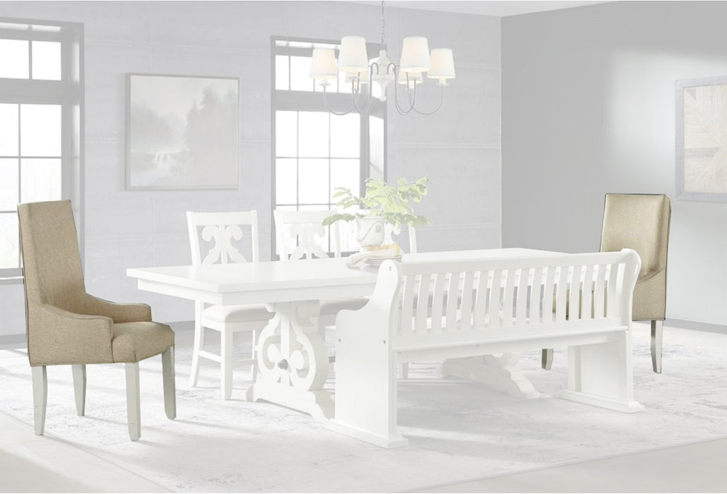 Elements International Stone Arm Chair (Set of 2) in White - Vida Furniture (Laredo,TX)