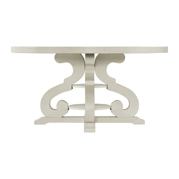 Elements International Stone Round Dining Table in White - Vida Furniture (Laredo,TX)