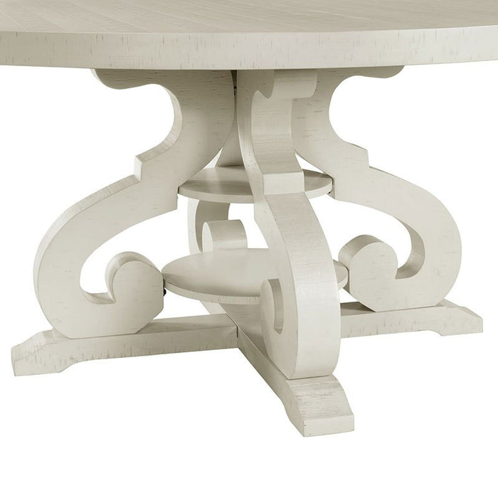 Elements International Stone Round Dining Table in White - Vida Furniture (Laredo,TX)
