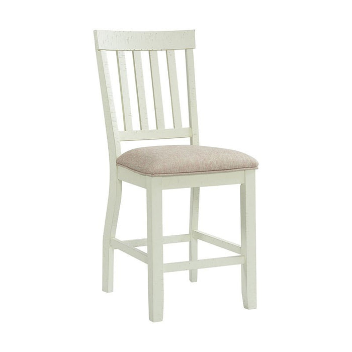 Elements International Stone Counter Height Slat Back Side Dining Chair (Set of 2) in White - Vida Furniture (Laredo,TX)