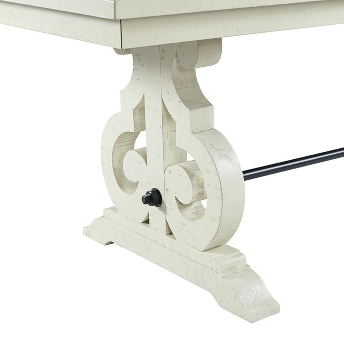 Elements International Stone Counter Height Dining Table in WhiteC - Vida Furniture (Laredo,TX)