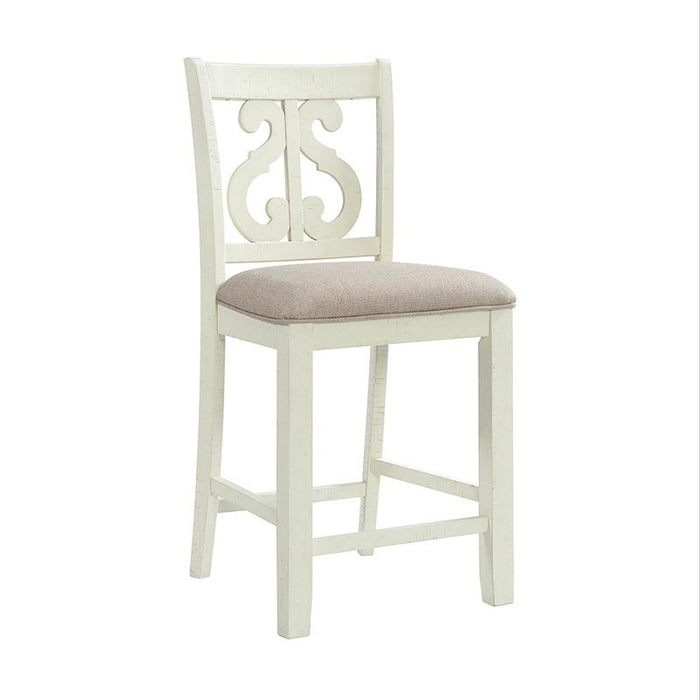 Elements International Stone Counter Height Swirl Back Side Dining Chair (Set of 2) in White - Vida Furniture (Laredo,TX)