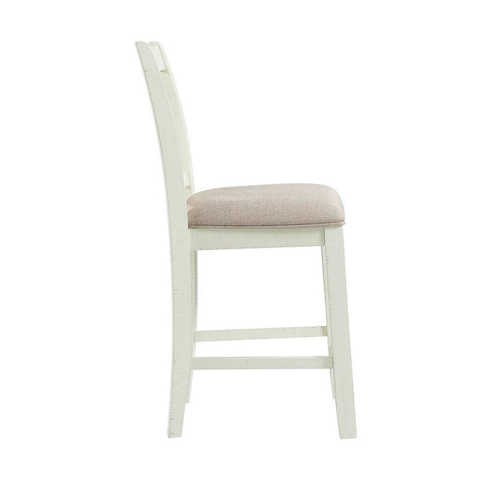Elements International Stone Counter Height Swirl Back Side Dining Chair (Set of 2) in White - Vida Furniture (Laredo,TX)