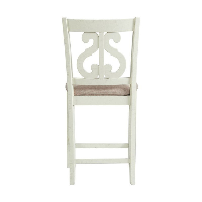 Elements International Stone Counter Height Swirl Back Side Dining Chair (Set of 2) in White - Vida Furniture (Laredo,TX)