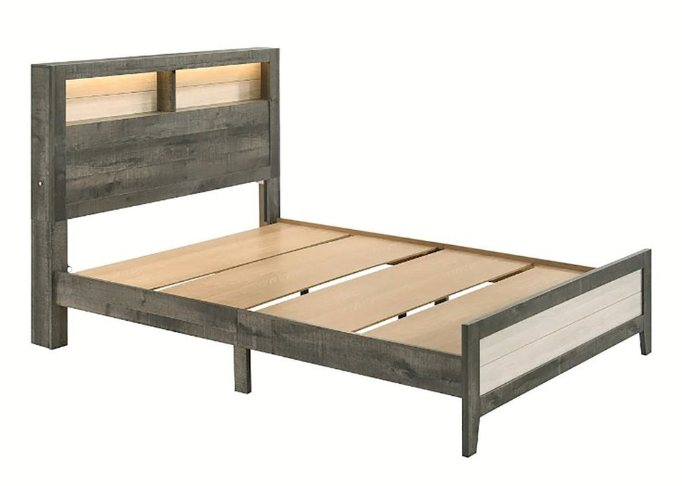 Crown Mark Furniture Rhett King Platform Bed in Gray - Vida Furniture (Laredo,TX)