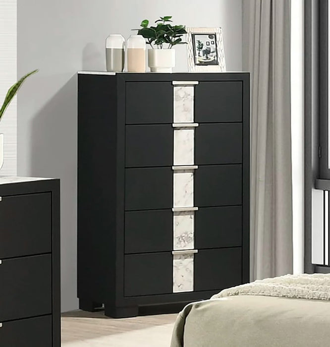Crown Mark Furniture Rangley 5 Drawer Chest in Black - Vida Furniture (Laredo,TX)